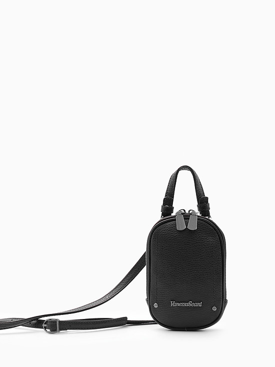Овальная мини-сумочка на плечо из черной кожи  Vanessa Scani