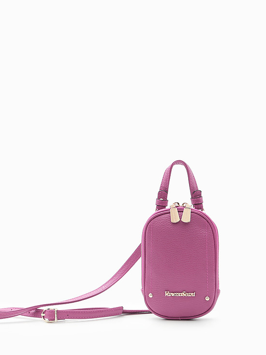 Овальная мини-сумочка на плечо из ярко-лиловой кожи  Vanessa Scani