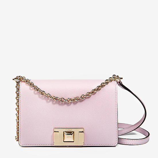 Маленькая кожаная сумочка Mimi розового цвета на цепочке  Furla
