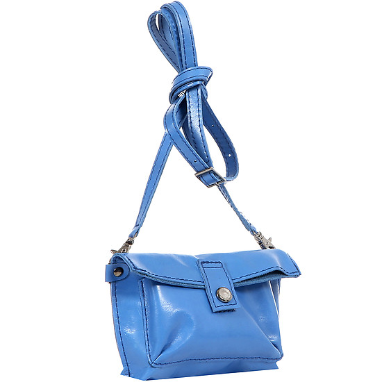 Миниатюрная светло-синяя сумочка-клатч из натуральной кожи со съемным регулируемым ремешком  Balagura
