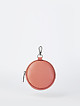 Круглый кожаный кошелек - мини-сумочка лососево-розового оттенка с карабином  BE NICE