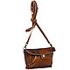 Миниатюрная коричневая сумочка-клатч из натуральной кожи на длинной ручке с тиснением  Balagura