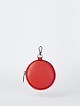 Круглый кожаный кошелек - мини-сумочка красного цвета с карабином  BE NICE