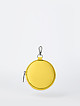 Круглый кожаный кошелек - мини-сумочка желтого цвета с карабином  BE NICE