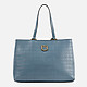 Синяя кожаная сумка-тоут Belvedere среднего размера с тиснением под крокодила  Furla