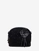 Черная сумочка кросс-боди из замши и кожи с двумя отделами и цветочной аппликацией  Fiato Dream