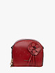 Темно-красная кожаная сумочка кросс-боди с двумя отделами и цветочной аппликацией  Fiato Dream