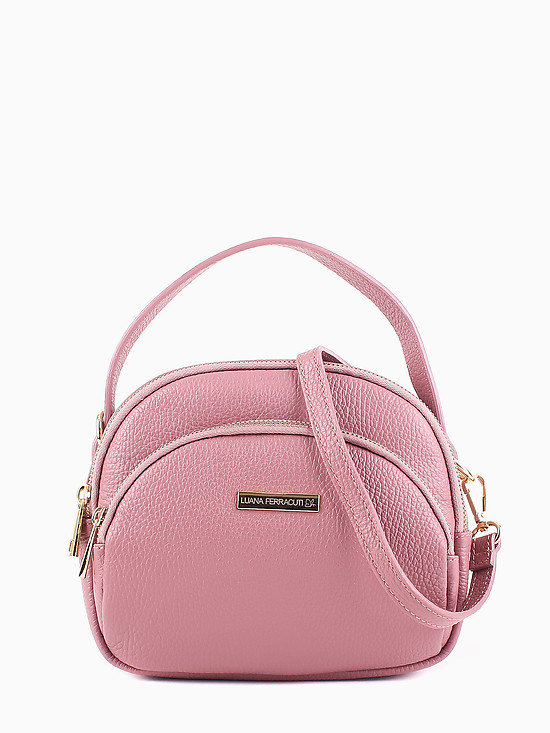 Небольшая кожаная пудрово-розовая сумочка на каждый день с двумя отделами  Luana Ferracuti