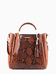 Комбинированная сумка из зернистой кожи и кожи под питона в коричнево-коньячных тонах с косметичкой  Luana Ferracuti