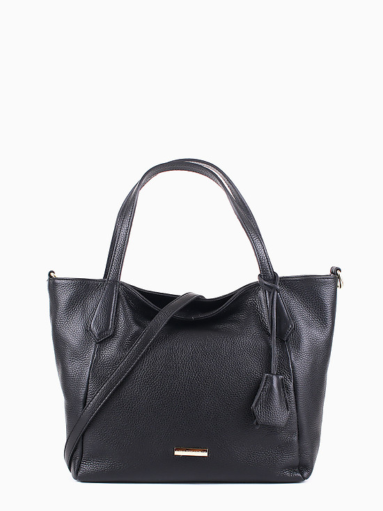 Мягкая кожаная сумка-тоут черного цвета  Luana Ferracuti