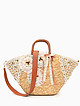Плетеная сумка-корзинка из раффии и соломки, декорированная стразами и цветами  Alex Max