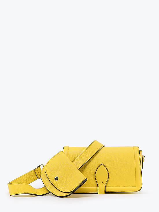 Комплект из желтой кросс-боди и микро-сумочки из натуральной кожи  BE NICE