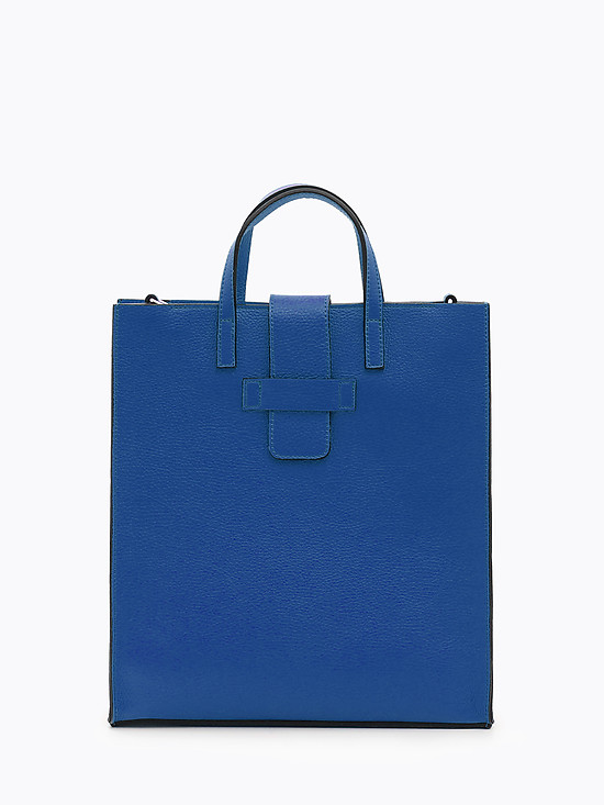 Синяя прямоугольная сумка-тоут из плотной кожи  Folle