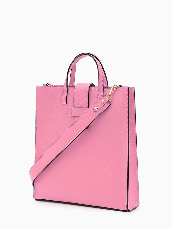 Розовая прямоугольная сумка-тоут из плотной кожи  Folle