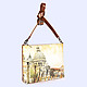 Дизайнерская сумочка на длинной ручке из натуральной кожи с оригинальным принтом Венеция  Balagura