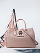 Пудрово-розовая кожаная сумка-тоут со вставками под крокодила  Folle