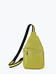 Небольшой кожаный рюкзак-слинг желто-зеленого оттенка  Folle