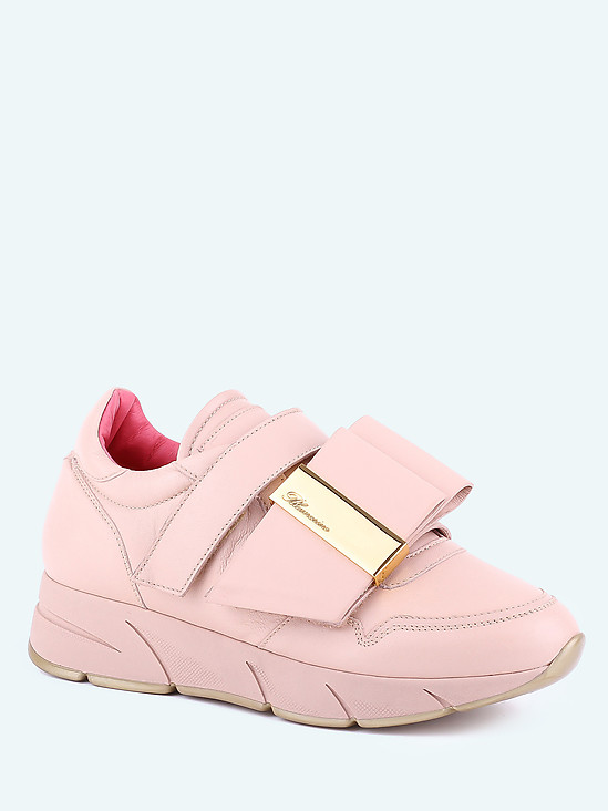 Кожаные кроссовки в стиле спорт-шик нежно-розового оттенка  Blumarine