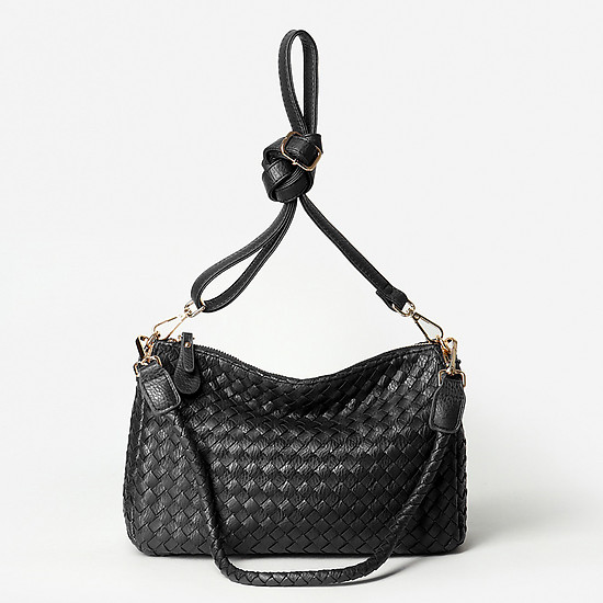 Небольшая плетеная сумочка из экокожи черного цвета с комплектом из двух ремней  Boogie Street