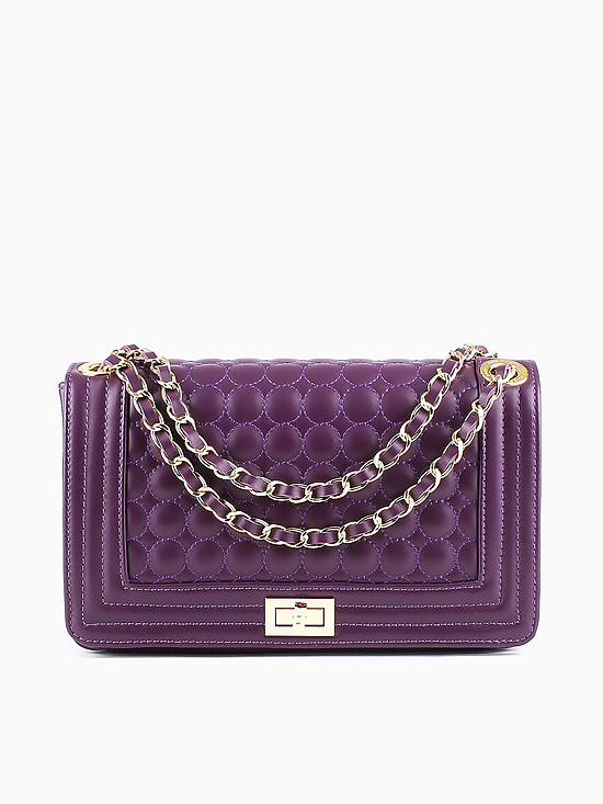 Прямоугольная стеганая сумочка кросс-боди фиолетового цвета с ремешком-цепочкой  Sara Burglar