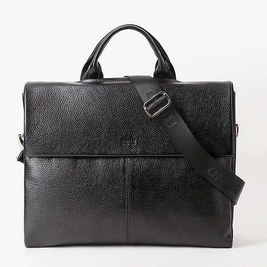 Черная мужская сумка-портфель из зернистой кожи  Bond