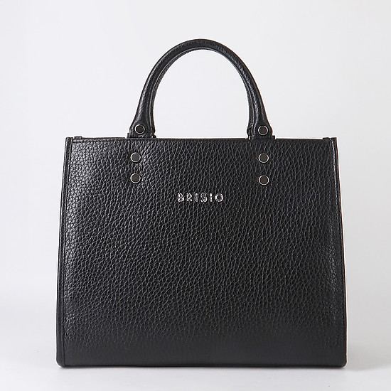 Черная сумка-тоут среднего размера из натуральной кожи  Brissio