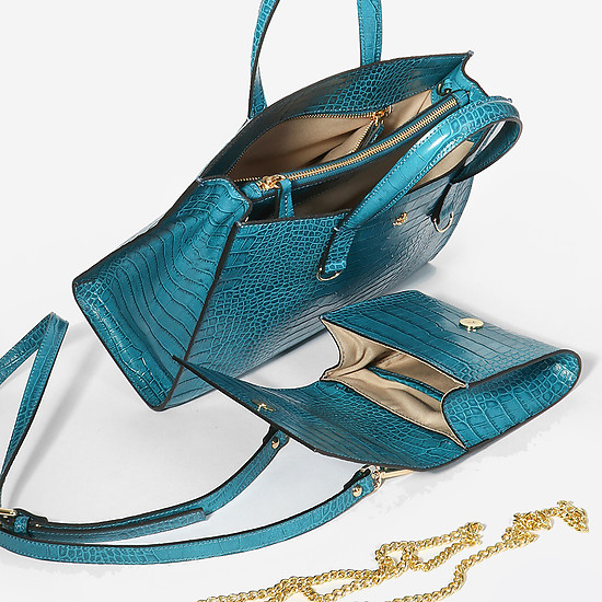 Классические сумки Agata 1059 croco turquoise sea