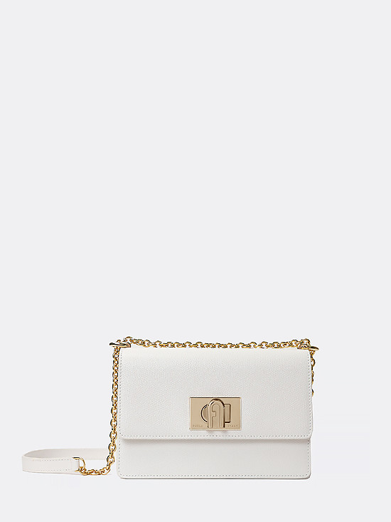 Маленькая прямоугольная сумочка кросс-боди из коллекции 1927 из белой плотной кожи  Furla