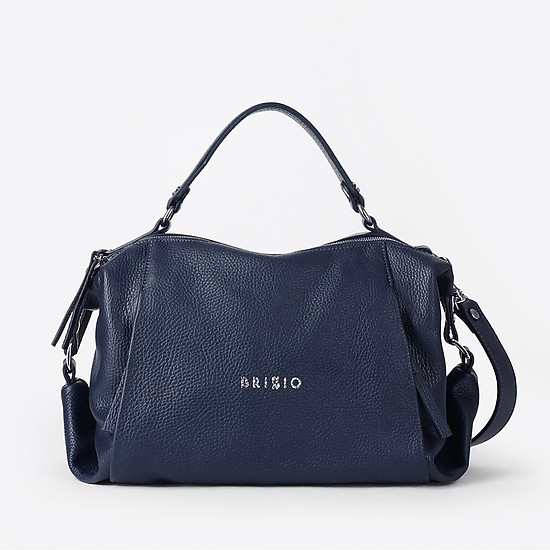 Мягкая сумка-багет из синей кожи  Brissio