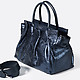 Синяя сумка из мягкой металлизированной драпированной кожи  Agata