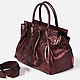 Бордовая сумка из мягкой металлизированной драпированной кожи  Agata