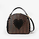 Лаковая сумка-боулер с замшевой вставкой и декором в форме сердец  Brissio