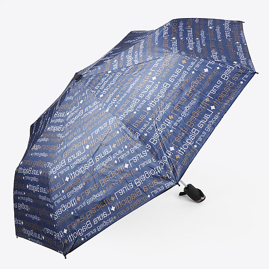 Синий складной зонт с монограммой бренда  Laura Biagiotti