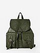 Темно-зеленый мягкий кожаный  рюкзак с плетеным декором  BE NICE