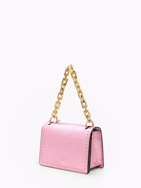Розовая перламутровая прямоугольная сумочка кросс-боди из плотной кожи  BE NICE