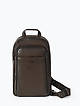 Мужской рюкзак-слинг на одно плечо из коричневой кожи  Giudi