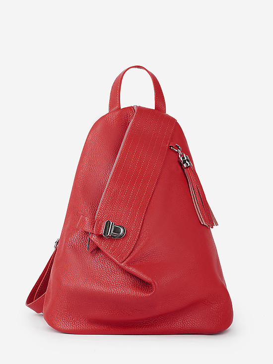 Красный рюкзак-капля из мягкой кожи  Folle