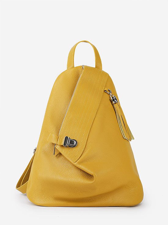 Желтый рюкзак-капля из мягкой кожи  Folle