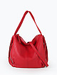 Объемная красная сумка-хобо из мягкой кожи  Folle