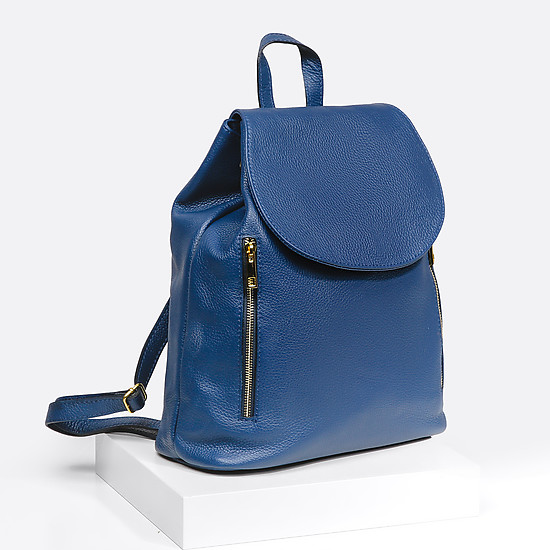 Мягкий вместительный рюкзак из натуральной синей кожи  Giuliani Romano