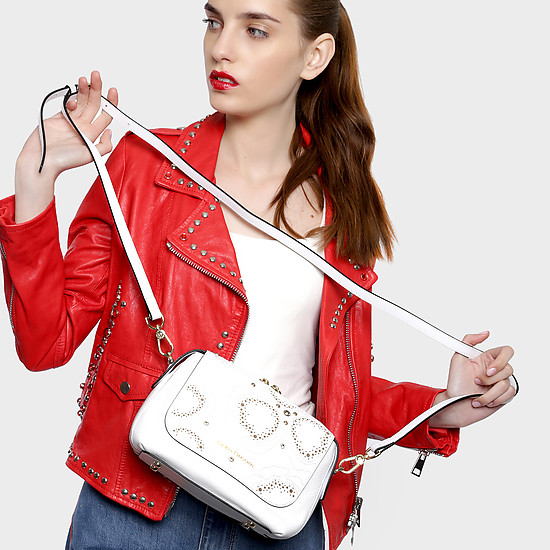 Белая сумочка кросс-боди с декором  Fiato Dream