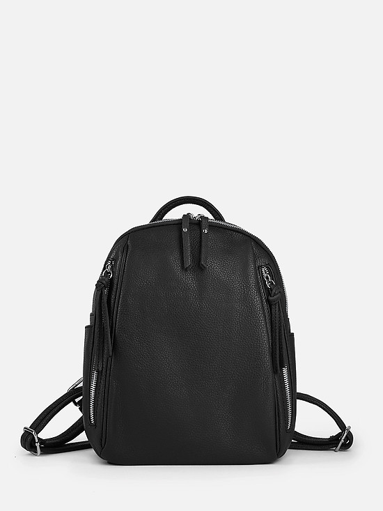 Черный кожаный рюкзак  Folle