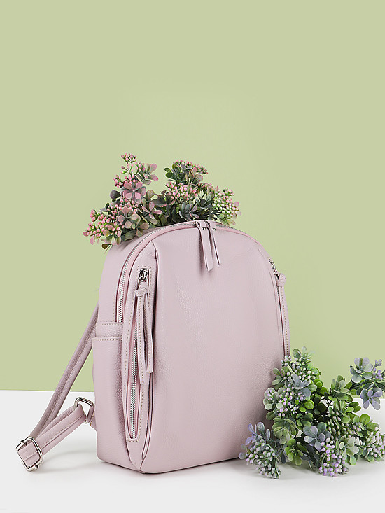 Пастельно-розовый кожаный рюкзак  Folle