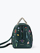 Небольшой кожаный рюкзак темно-зеленого цвета с цветочной вышивкой и ручкой-цепочкой  KELLEN