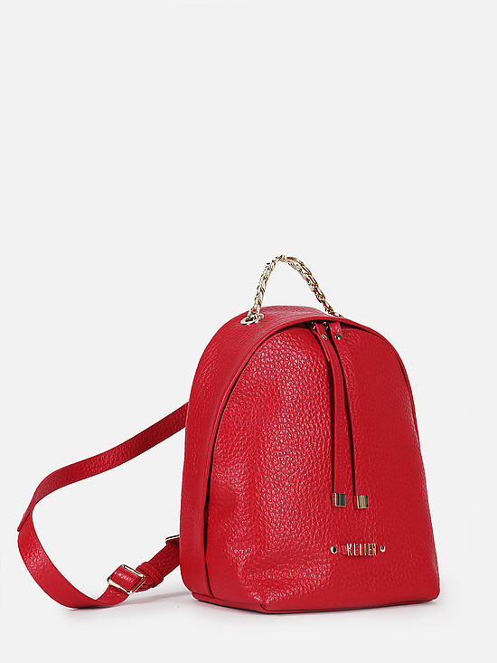 Небольшой кожаный рюкзак красного цвета с ручкой-цепочкой  KELLEN