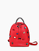 Небольшой кожаный рюкзак красного цвета с крупными разноцветными стразами  KELLEN