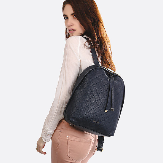 Рюкзак среднего размера синего цвета из натуральной кожи  KELLEN