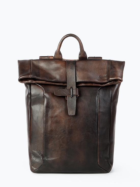 Мужской рюкзак из коричневой кожи с винтажным эффектом  Giudi