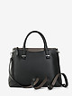 Черная кожаная сумка в деловом стиле со серо-бежевой вставкой  KELLEN