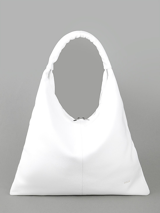 Базовая белая сумка-хобо из мягкой кожи  Folle